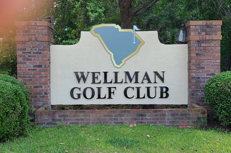 Sign with course logo